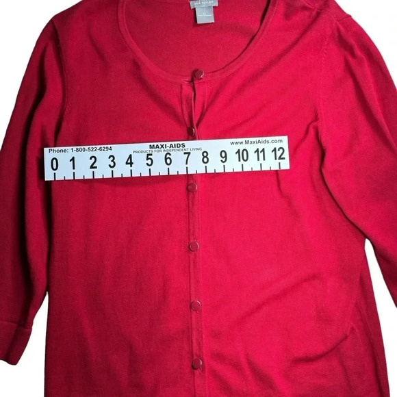 Ann Taylor Outlet Size XL Cranberry 3/4 sleeve Cardigan - Picture 5 of 7